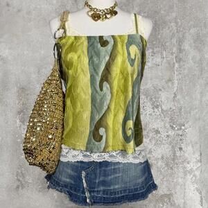 vintage vixen y2k green fairycore cami top